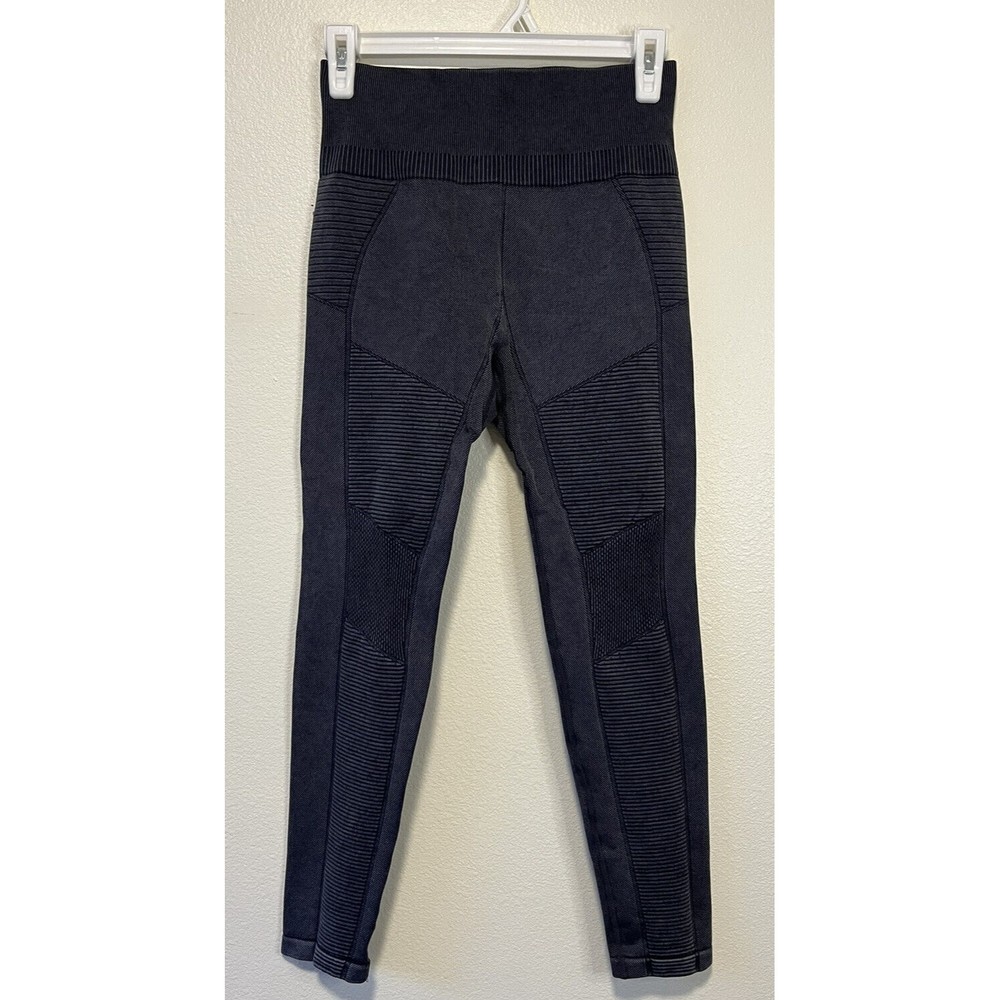Tuff Athletics Seamless High Waist Leggings Size XS Moto Style Stonewashed Gray